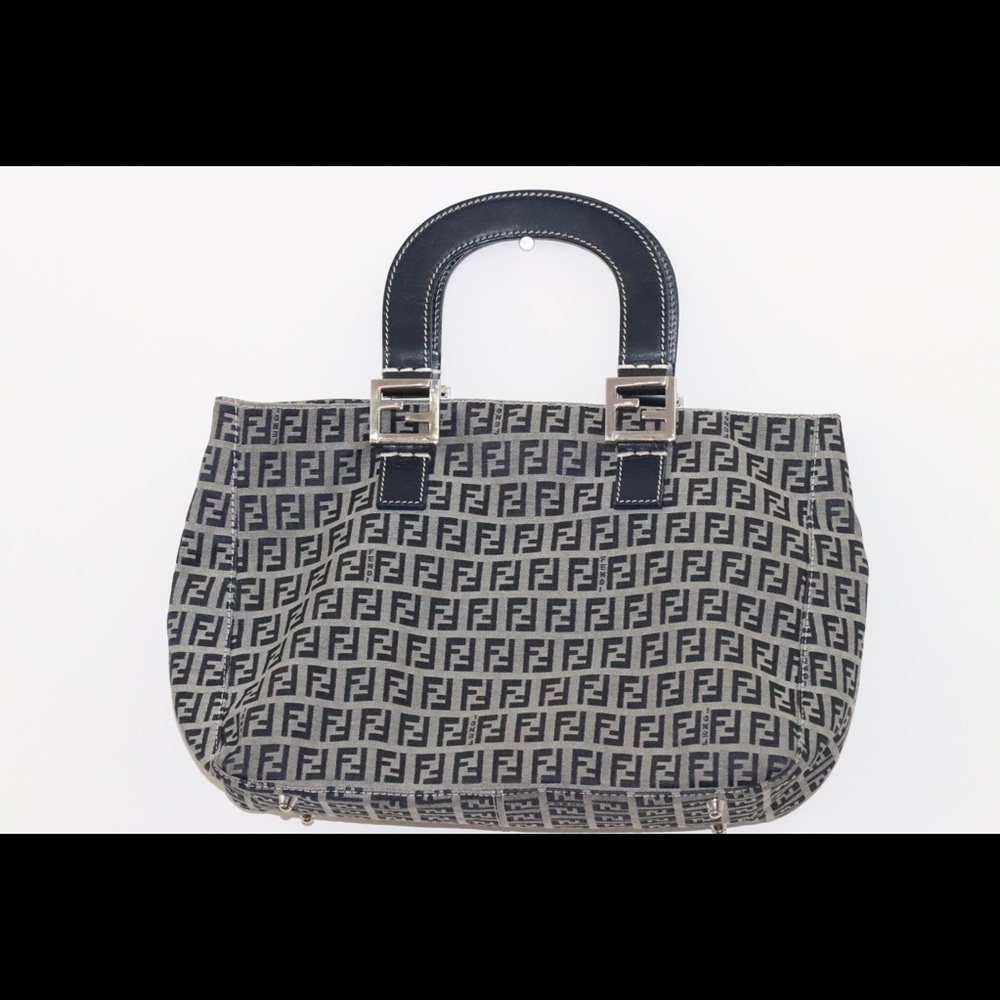 FENDI Zucca Hand Tote Bag Navy